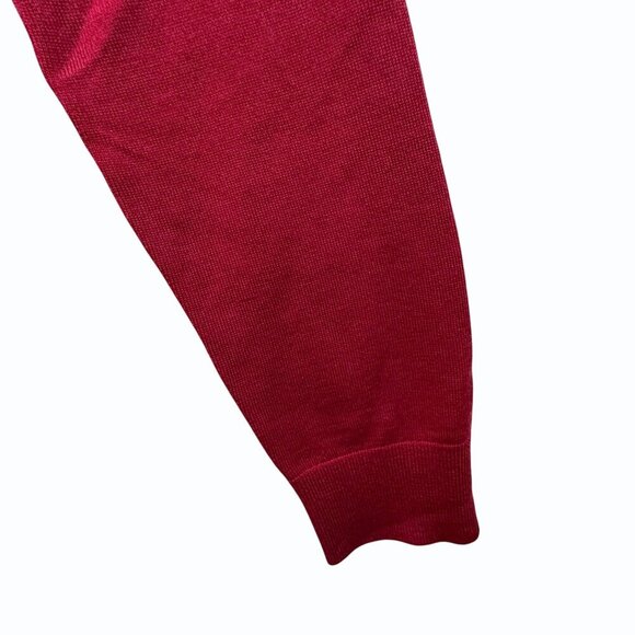 Banana Republic Mens Italian Merino Wool Sweater‎ Size L V Neck Baruffa Yarn Red - Picture 3 of 7